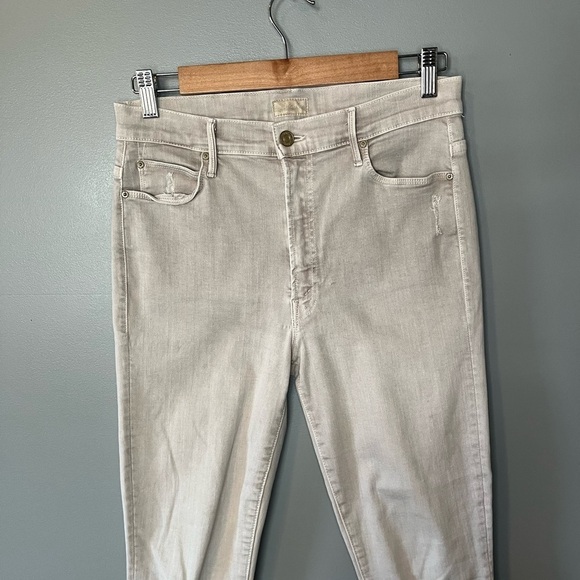 MOTHER Stunner Zip Ankle Step Fray Sexy Just Walked Into Town Sandy Beige - Picture 5 of 14